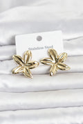 Mey İthalat® 316L Çelik Gold Renk Lotus Çiçeği Model Kadın Küpe