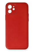 Mey İthalat® iPhone 12 Mini Kılıf Coco Deri Silikon Kapak - Kırmızı