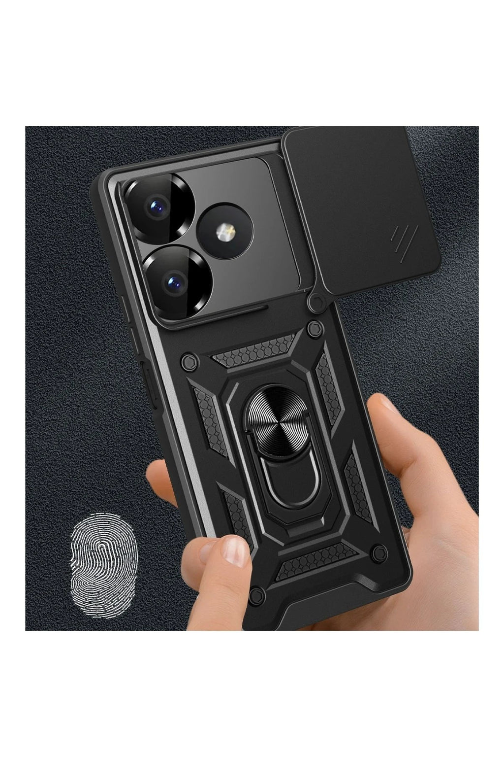 Mey İthalat® Redmi 13 4G Kılıf Pars Lens Yüzüklü Silikon - Yeşil