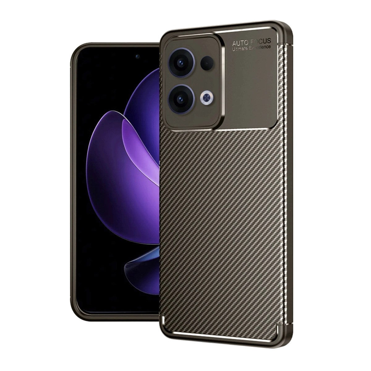 Mey İthalat® Reno 13 Pro Kılıf Auto Focus Karbon Kapak - Kahverengi