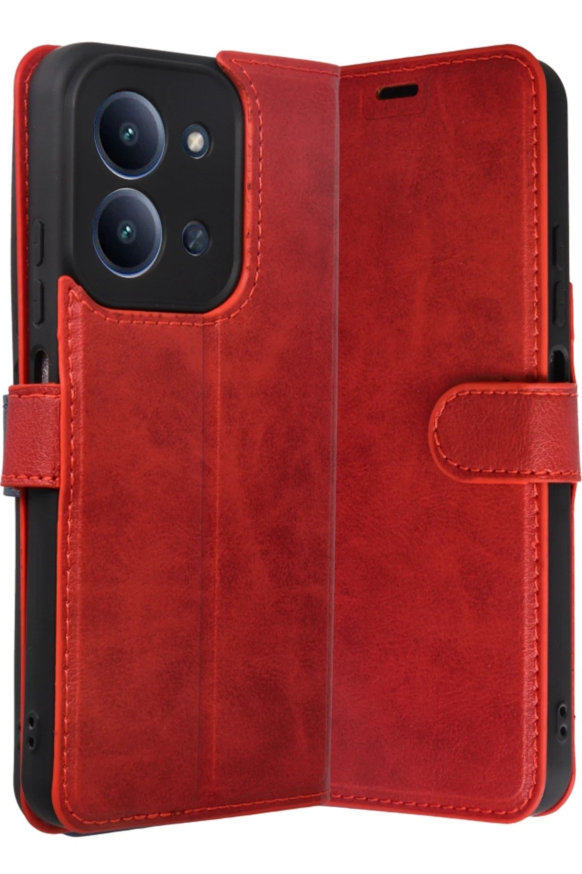 Mey İthalat® Redmi 15C 4G Trend S Plus Kapaklı Kılıf - Kırmızı