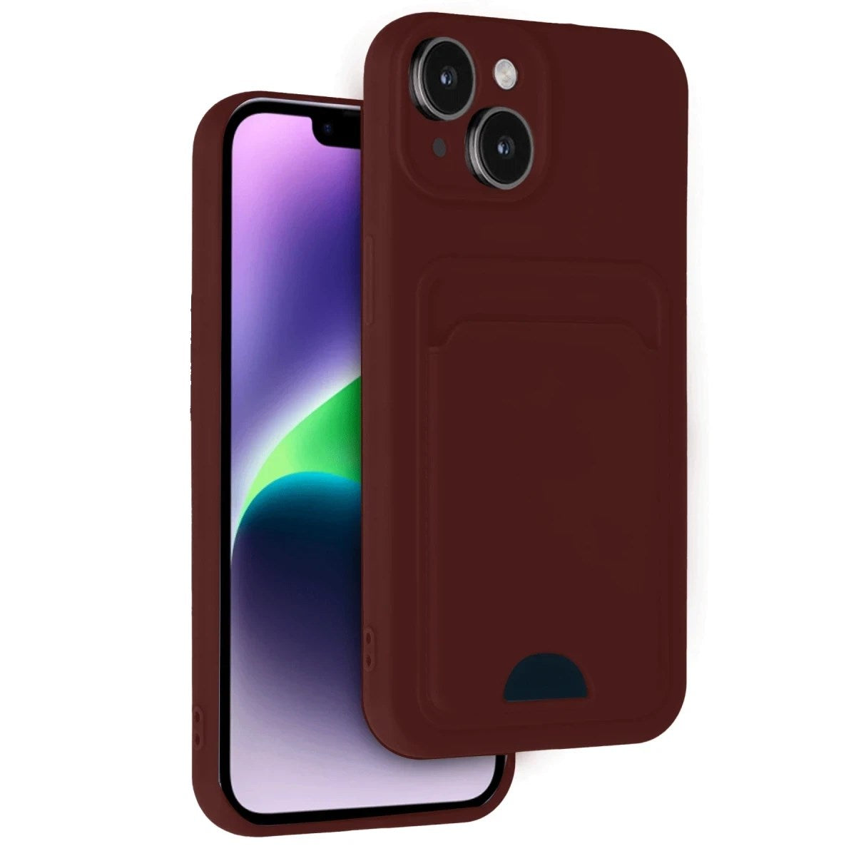 Mey İthalat® iPhone 14 Kılıf Kelvin Kartvizitli Silikon - Bordo