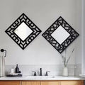 Mey İthalat® 2'li Set Kırılmaz Pleksi Dekoratif Duvar Aynası - 22.5x22.5 cm Geometrik Çerçeveli 1. Sınıf Ayna