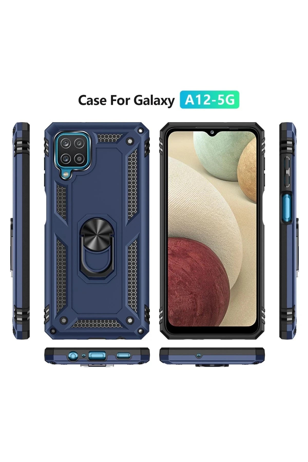 Mey İthalat® Samsung Galaxy A22 Kılıf Sofya Yüzüklü Silikon Kapak - Lacivert