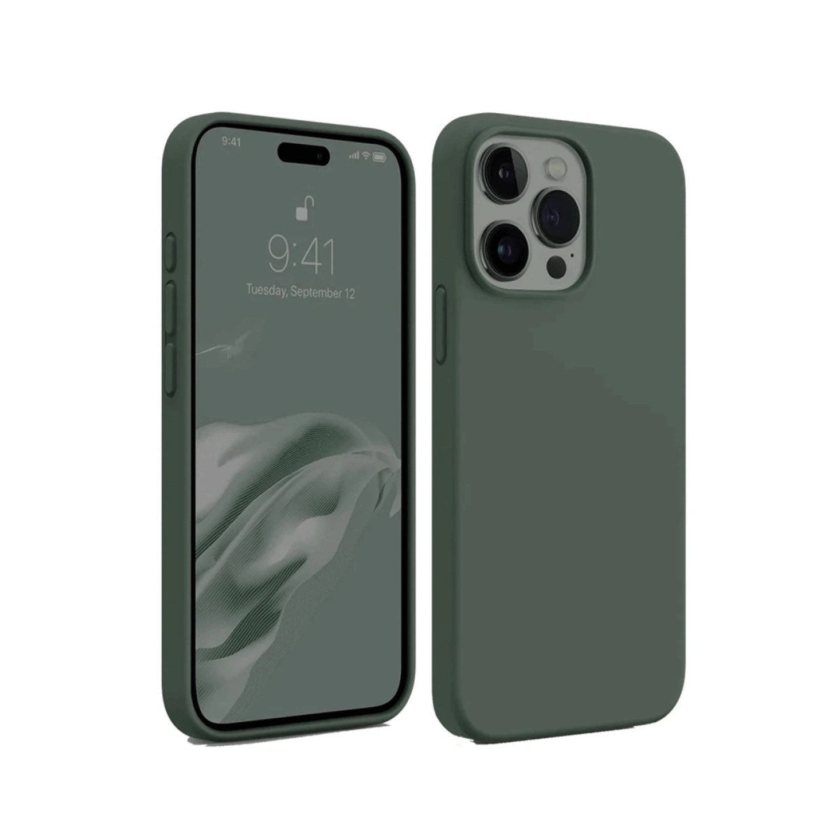 Mey İthalat® iPhone 15 Pro Kılıf First Silikon - Koyu Yeşil