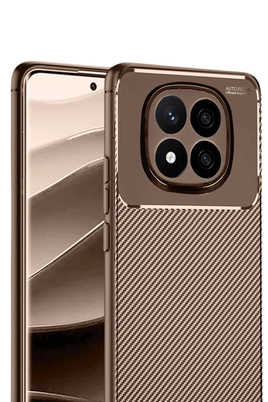 Mey İthalat® Redmi Note 14 Pro 5G Kılıf Auto Focus Karbon Kapak - Kahverengi