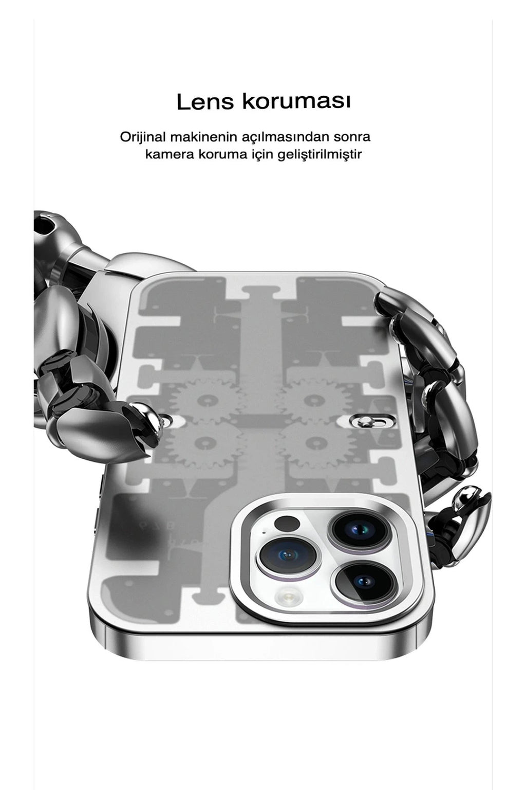 Mey İthalat® iPhone 13 Pro Max Kılıf Mekanik Bumper Kapak - Gold