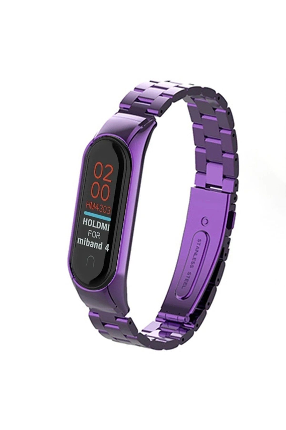 Mey İthalat® Mi Band 4 Metal Baklalı Kordon - Mor