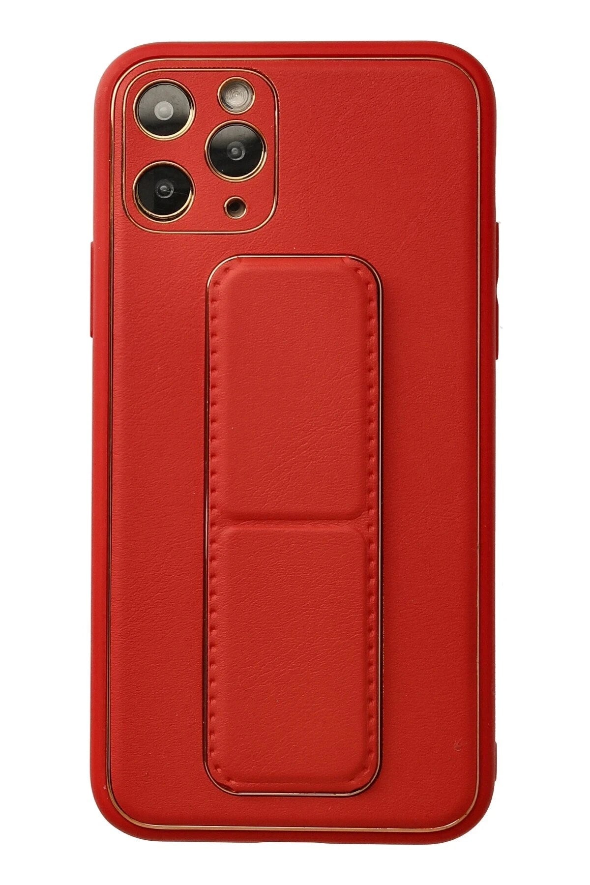 Mey İthalat® iPhone 11 Pro Kılıf Coco Deri Standlı Kapak - Kırmızı