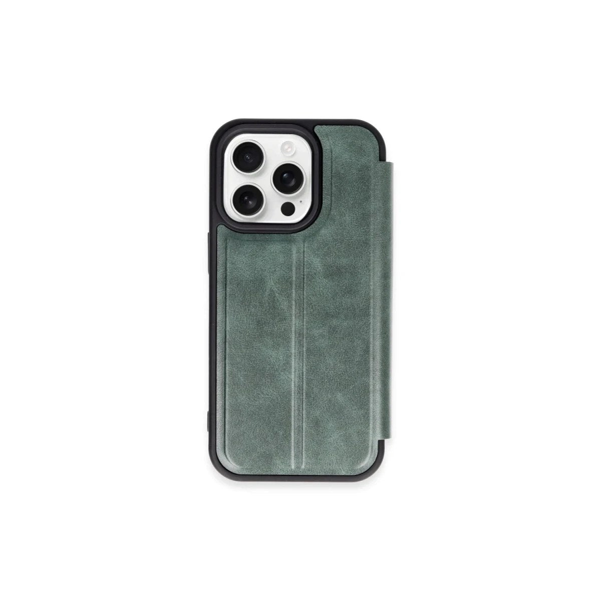 Mey İthalat® iPhone 15 Pro Max Kılıf Flip Cover - Koyu Yeşil