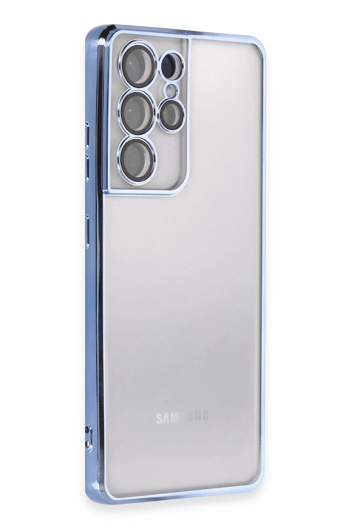 Mey İthalat® Samsung Galaxy S21 Ultra Kılıf Lensli Silikon - Açık Mavi