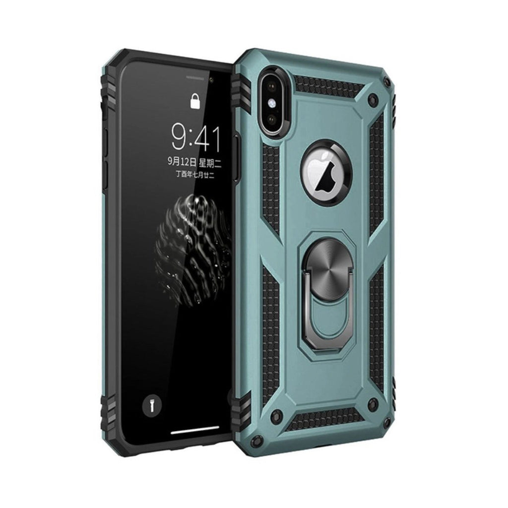 Mey İthalat® iPhone XS Max Kılıf Sofya Yüzüklü Silikon Kapak - Yeşil