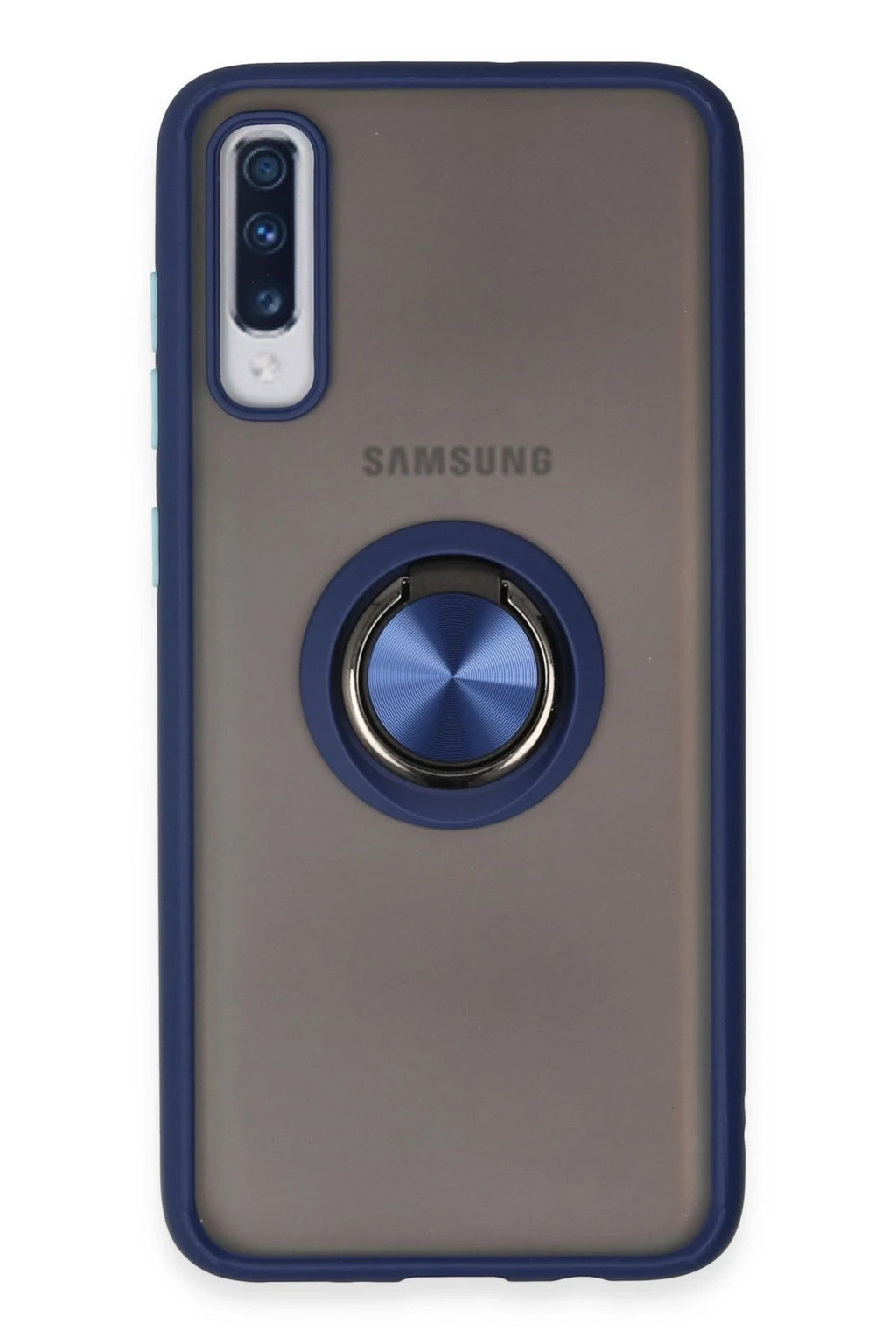 Mey İthalat® Samsung Galaxy A70 Kılıf Montreal Yüzüklü Silikon Kapak - Lacivert