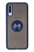 Mey İthalat® Samsung Galaxy A70 Kılıf Montreal Yüzüklü Silikon Kapak - Lacivert