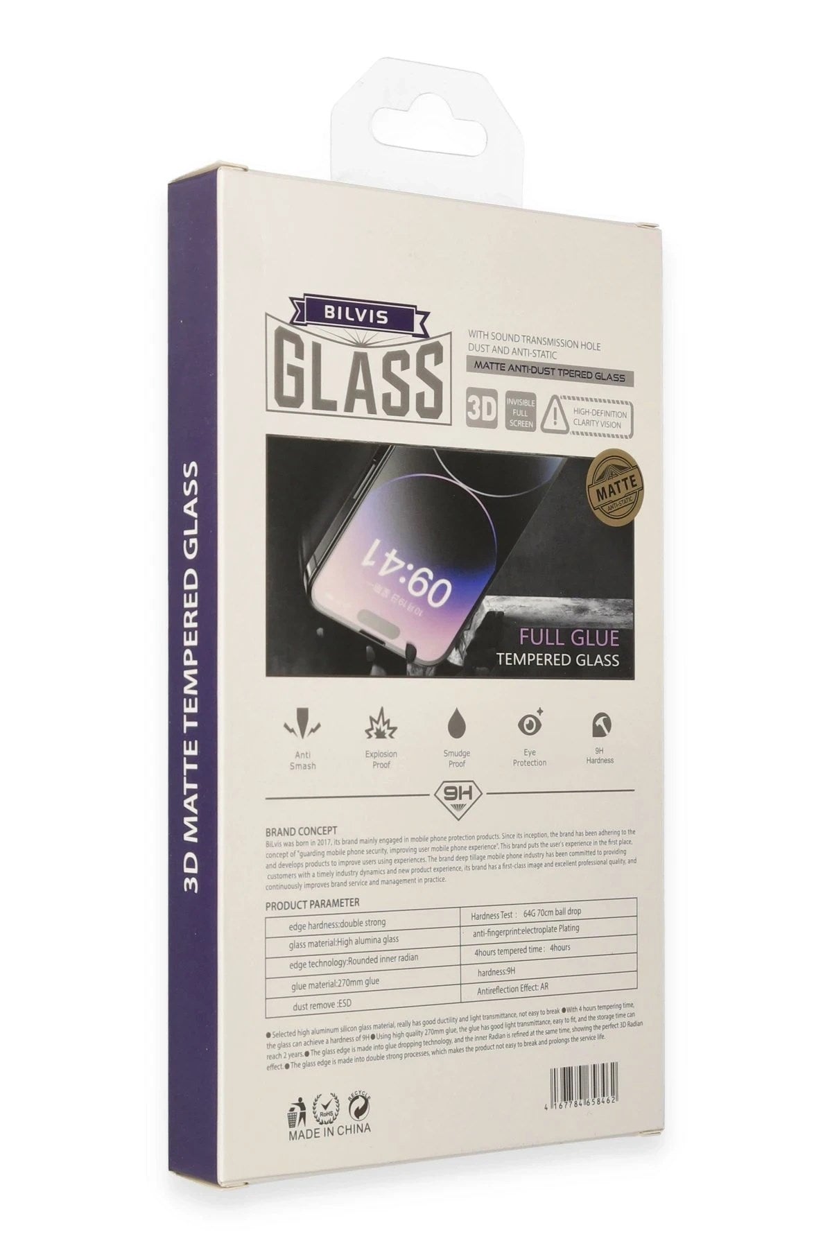 Mey İthalat® iPhone 14 Pro Max Bilvis 3D Mat Cam Ekran Koruyucu