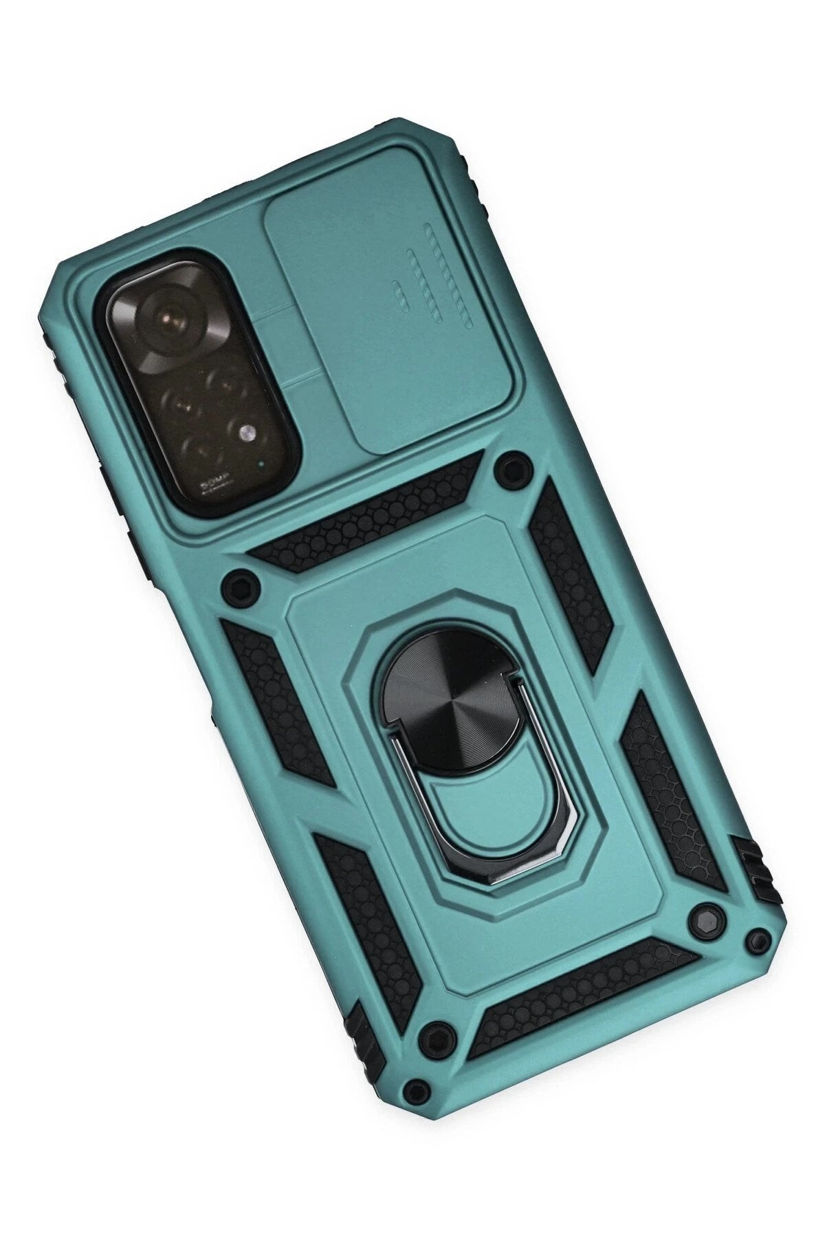 Mey İthalat® Redmi Note 11 Kılıf Pars Lens Yüzüklü Silikon - Yeşil