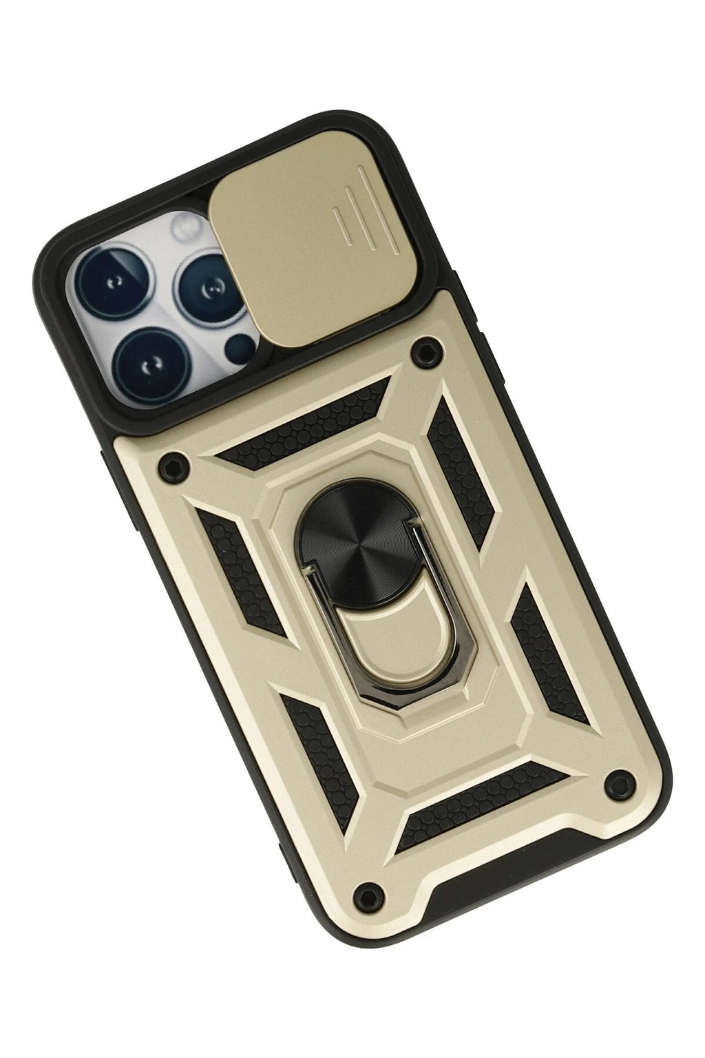 Mey İthalat® iPhone 13 Pro Max Kılıf Pars Lens Yüzüklü Silikon - Gold