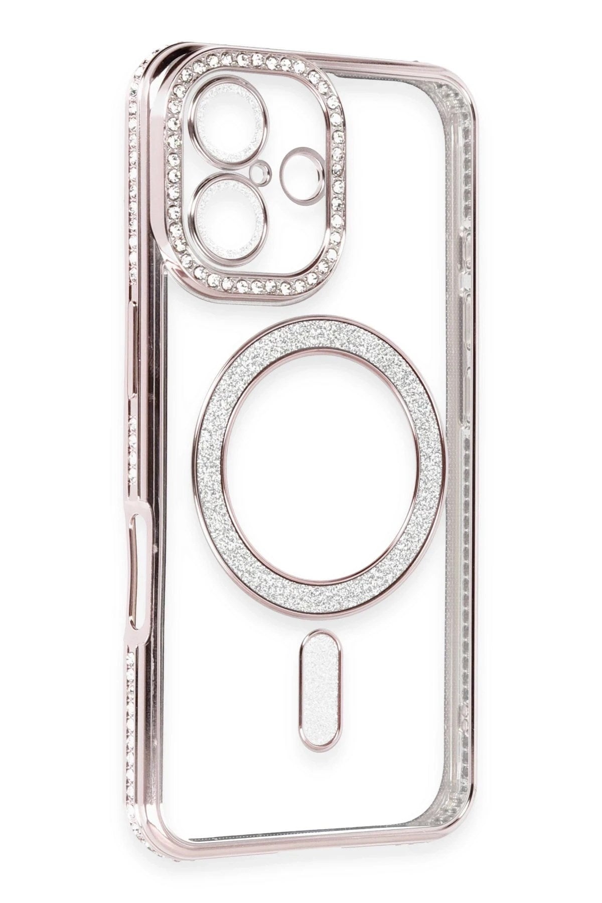 Mey İthalat® iPhone 16 Kılıf Joke Simli Magneticsafe Kılıf - Pembe