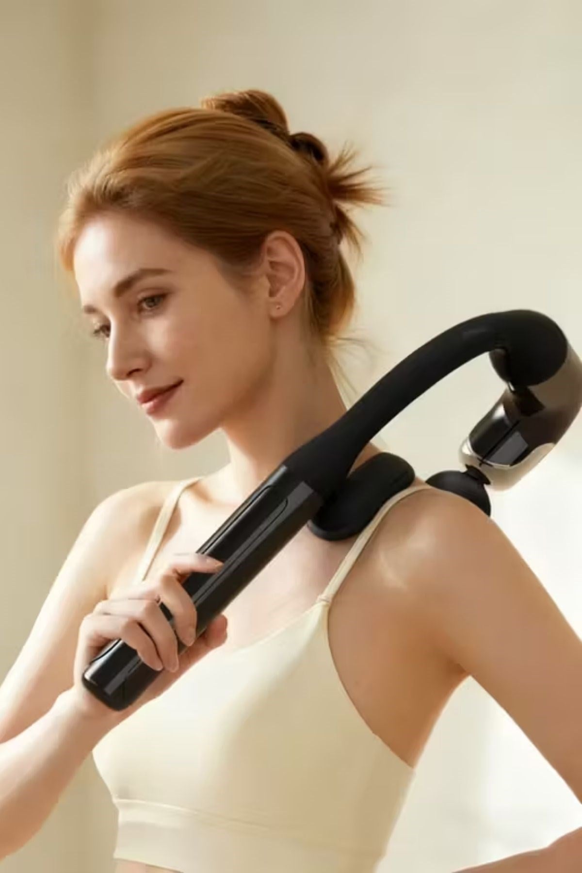 4 Farklı Başlıklı Uzun Saplı Derin Doku Masaj Tabancası, Boyun, Omuz ve Sırt için Ergonomik Saplı Çoklu Masaj Modlu Taşınabilir Masaj Aleti