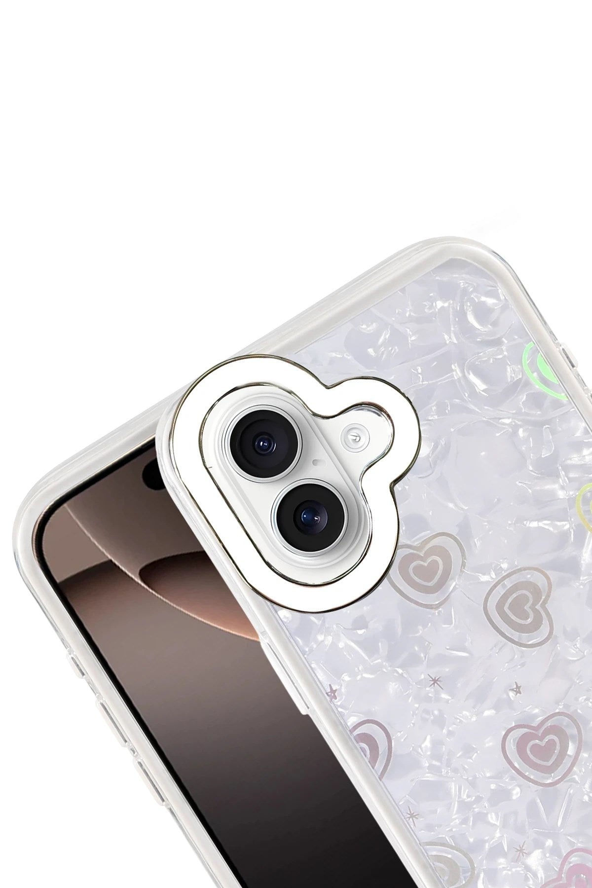 Mey İthalat® iPhone 16 Lumi Desenli Kapak - Beyaz