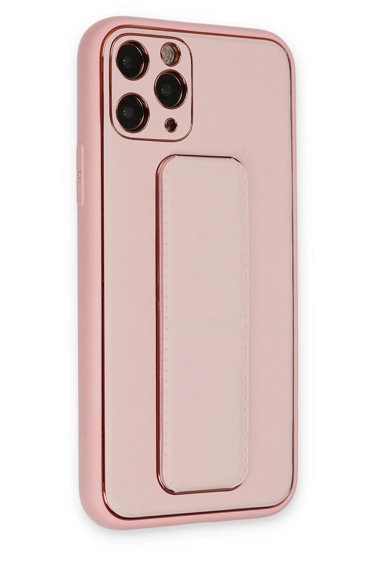 Mey İthalat® iPhone 11 Pro Max Kılıf Coco Deri Standlı Kapak - Pembe