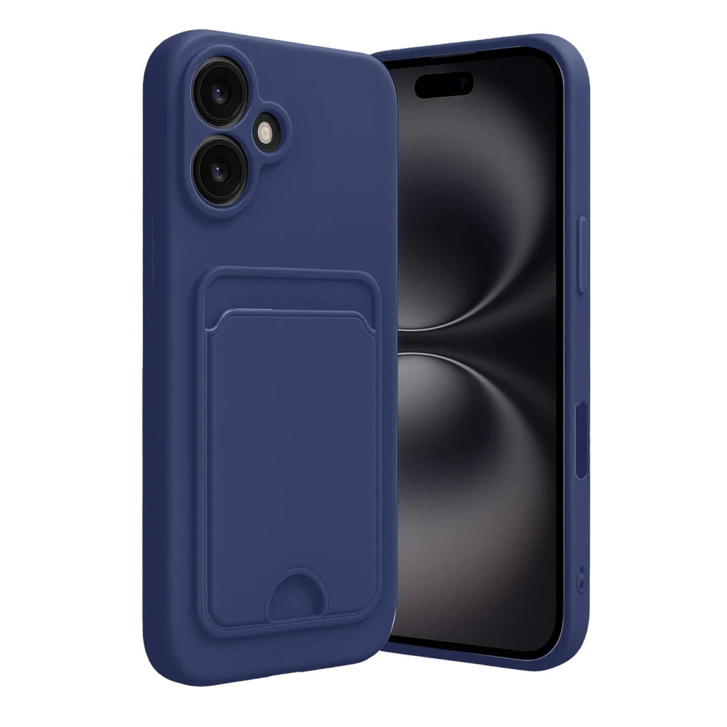 Mey İthalat® iPhone 16 Kılıf Kelvin Kartvizitli Silikon - Lacivert