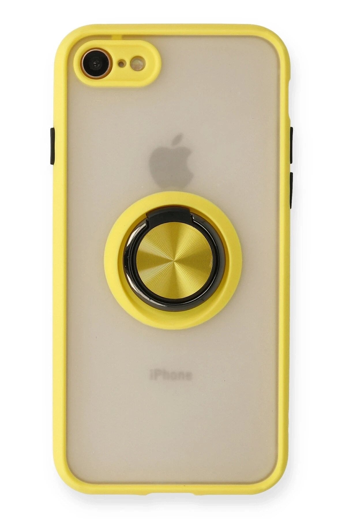 Mey İthalat® iPhone 7 Kılıf Montreal Yüzüklü Silikon Kapak - Sarı