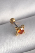 Mey İthalat® 316L Çelik Gold Renk Turuncu Zirkon Taşlı Tragus Piercing