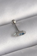 Mey İthalat® 316L Çelik Gümüş Renk Mavi Zirkon Taşlı Tragus Piercing