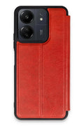 Mey İthalat® Redmi 13C Kılıf Flip Cover - Kırmızı