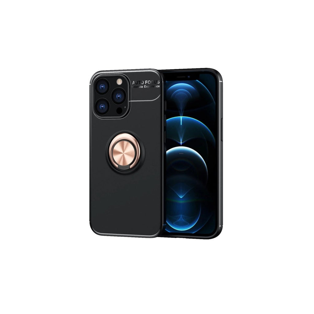 Mey İthalat® iPhone 13 Pro Kılıf Range Yüzüklü Silikon - Siyah-Gold