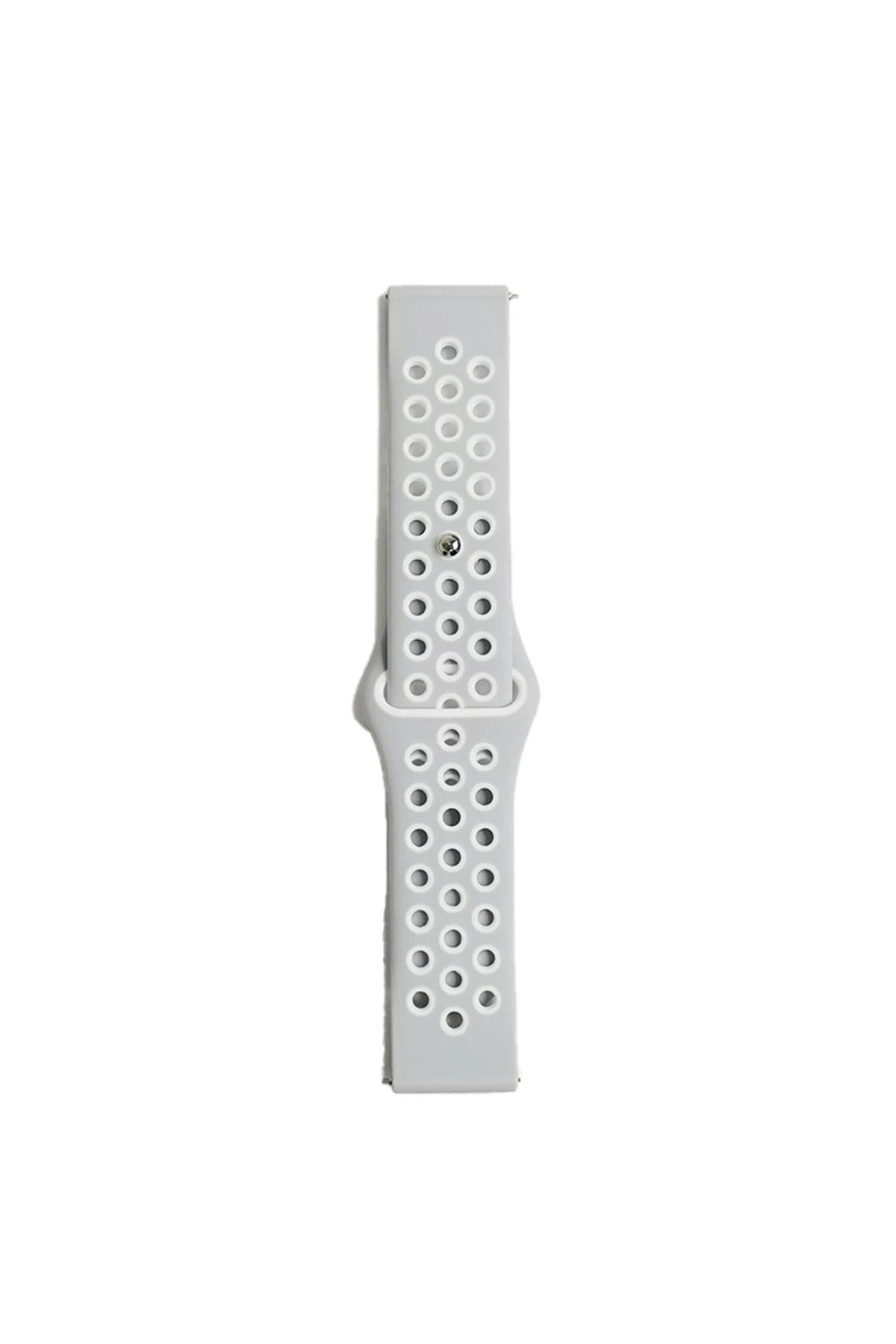 Mey İthalat® Watch 20mm Spor Delikli Kordon - Gri-Beyaz