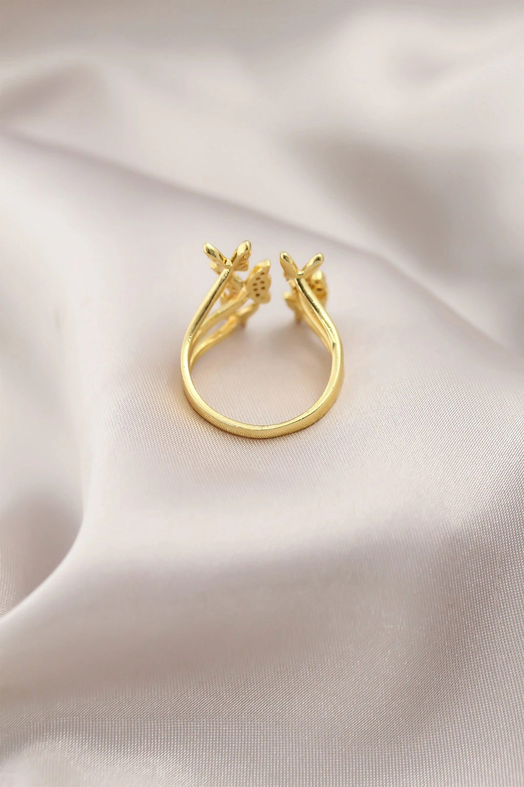 Mey İthalat® Gold Renk Metal Kelebek Model Kadın Yüzük