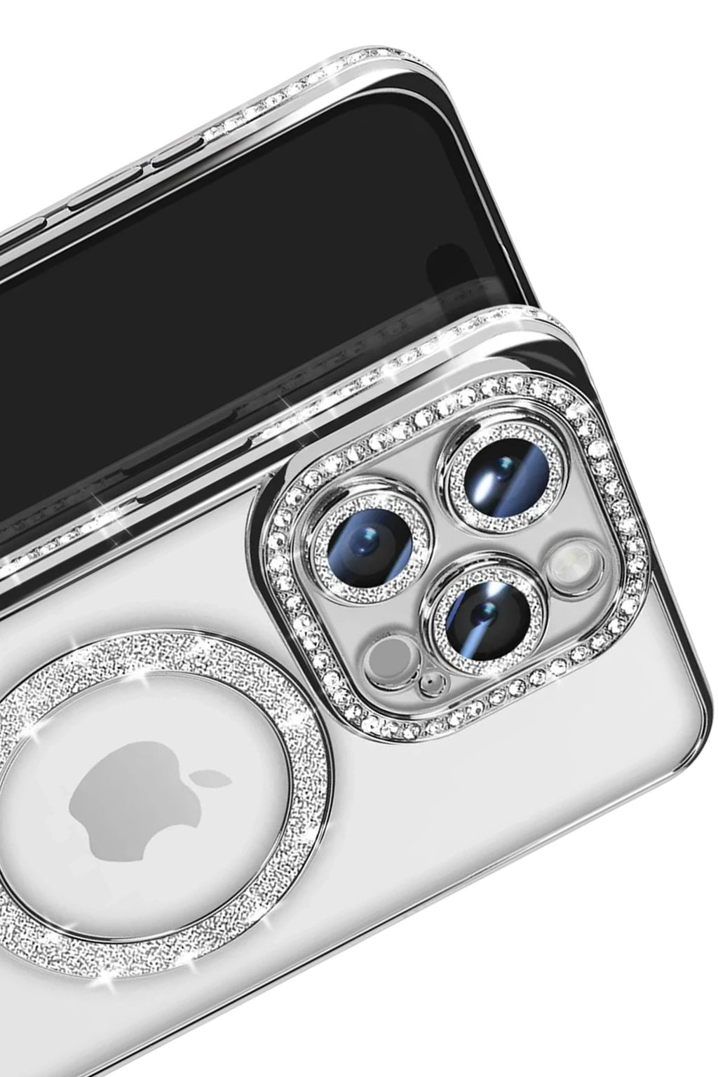 Mey İthalat® iPhone 16 Pro Max Kılıf Joke Simli Magneticsafe Kılıf - Gümüş