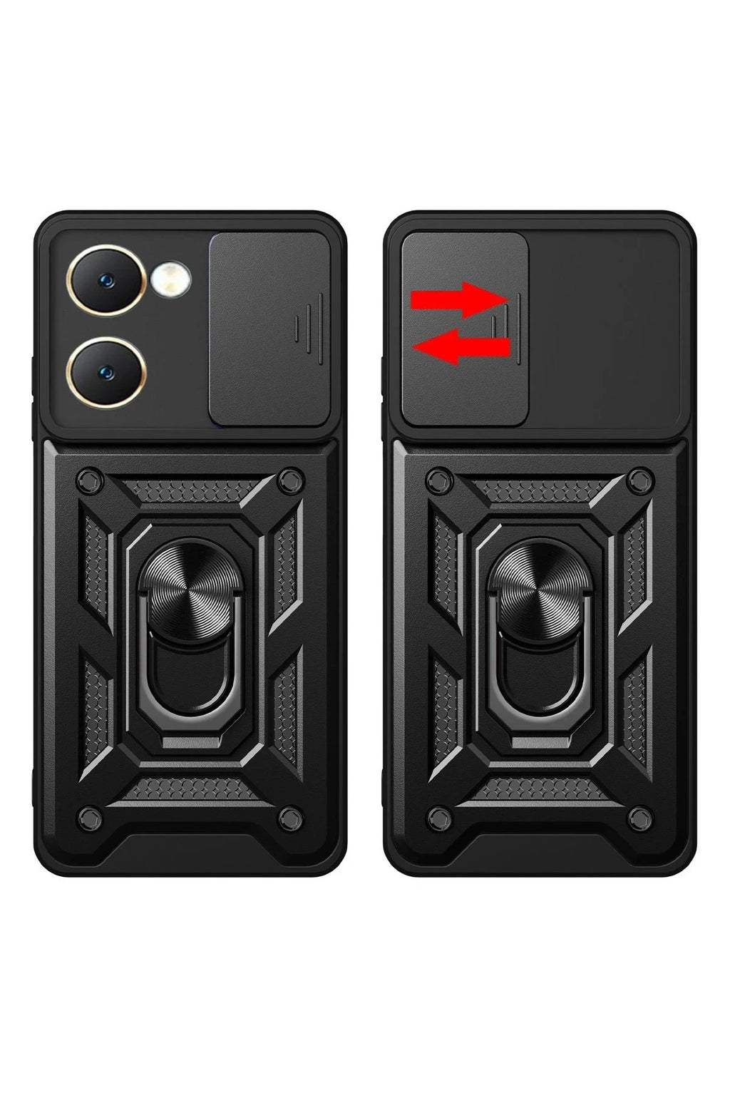 Mey İthalat® Vivo Y18 Kılıf Pars Lens Yüzüklü Silikon - Siyah