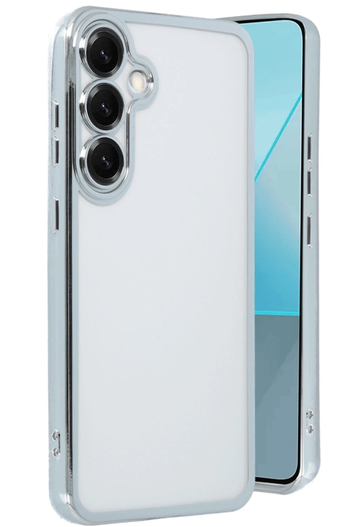 Mey İthalat® Samsung Galaxy S25 Plus Kılıf Lensli Silikon - Gümüş