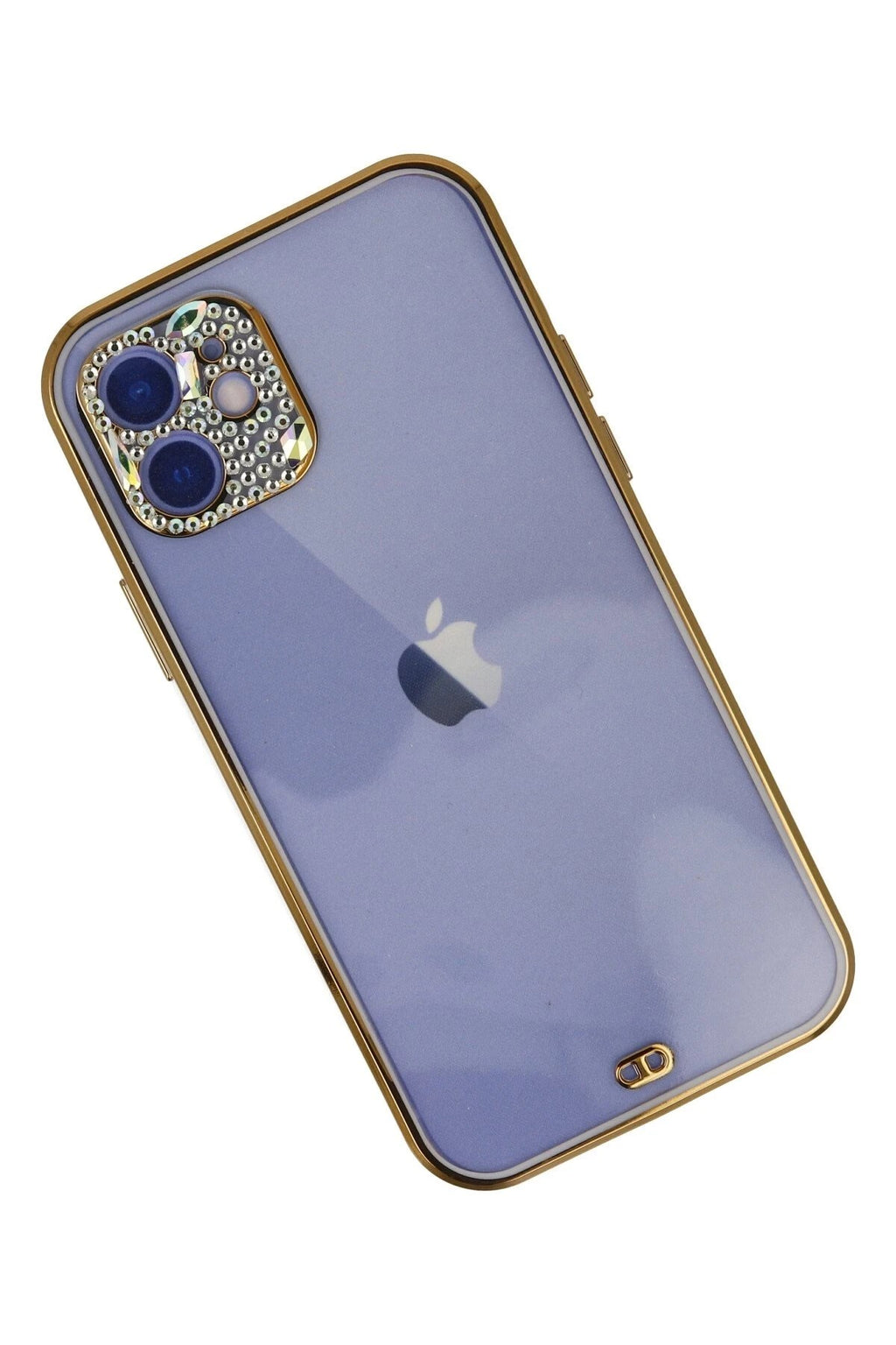 Mey İthalat® iPhone 12 Kılıf Liva Taşlı Silikon - Mor