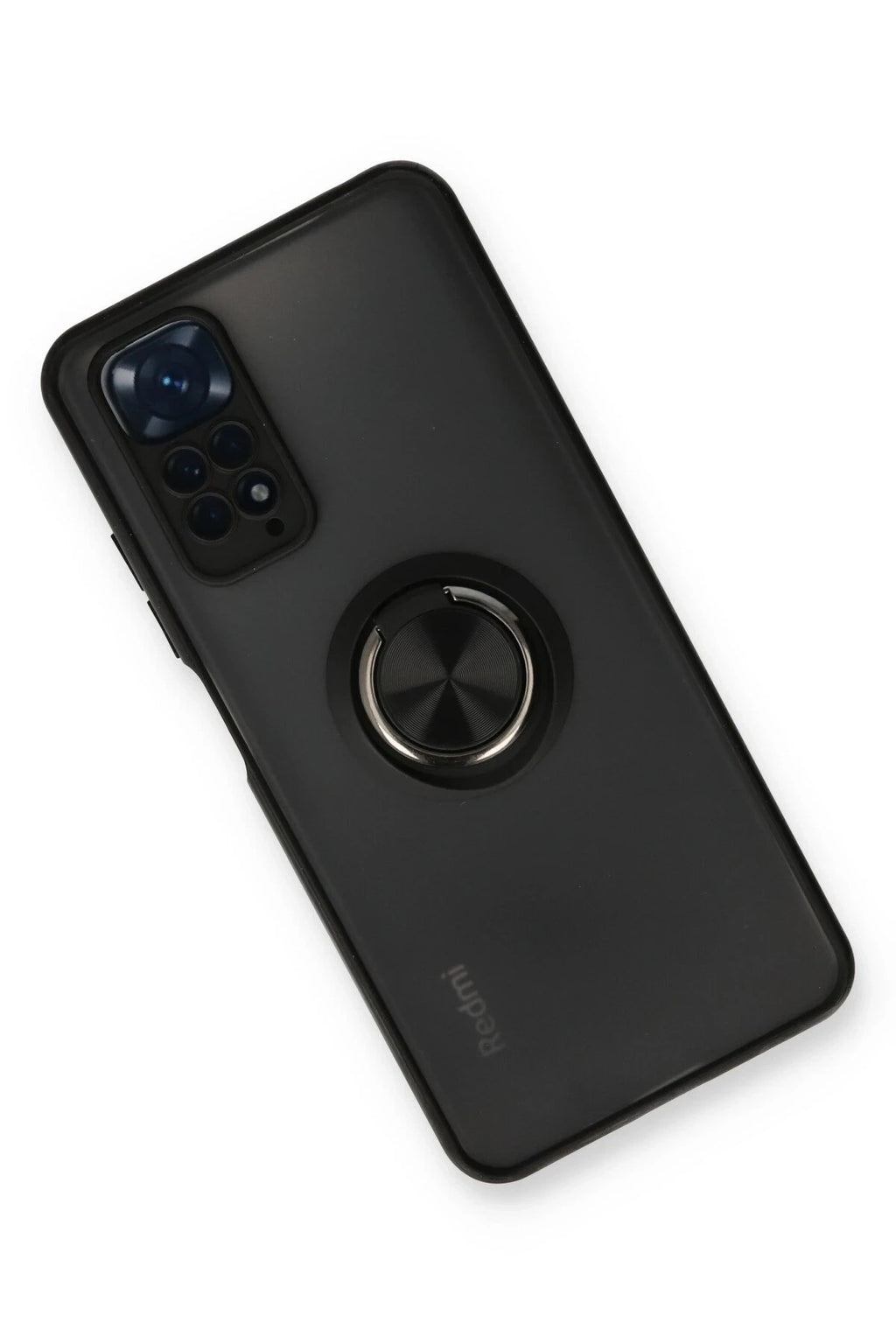 Mey İthalat® Redmi Note 11 Kılıf Montreal Yüzüklü Silikon Kapak - Siyah