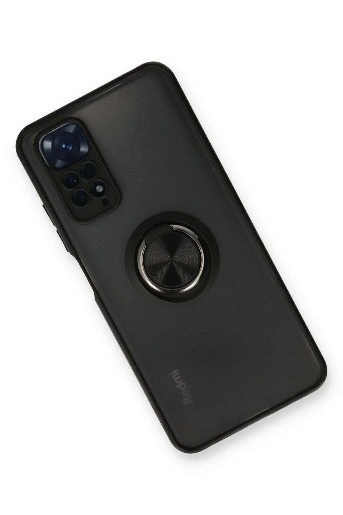 Mey İthalat® Redmi Note 11 Kılıf Montreal Yüzüklü Silikon Kapak - Siyah