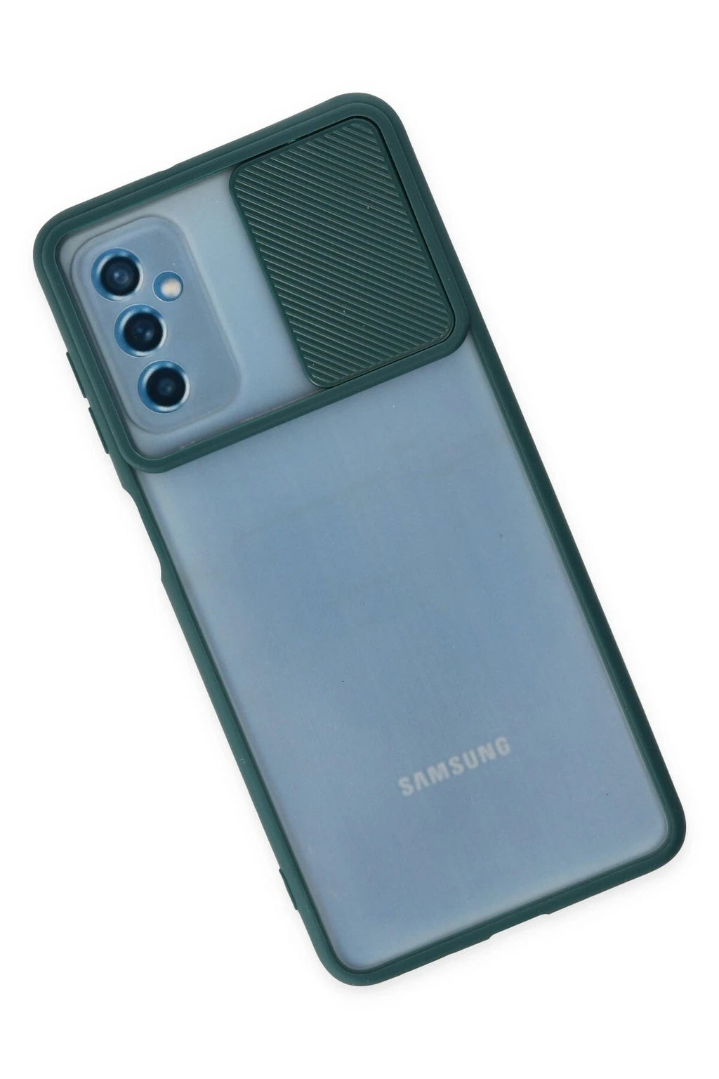 Mey İthalat® Samsung Galaxy M52 5G Kılıf Palm Buzlu Kamera Sürgülü Silikon - Yeşil