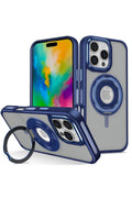 Mey İthalat® iPhone 16 Pro Max Banza Magsafe Standlı Kapak - Lacivert