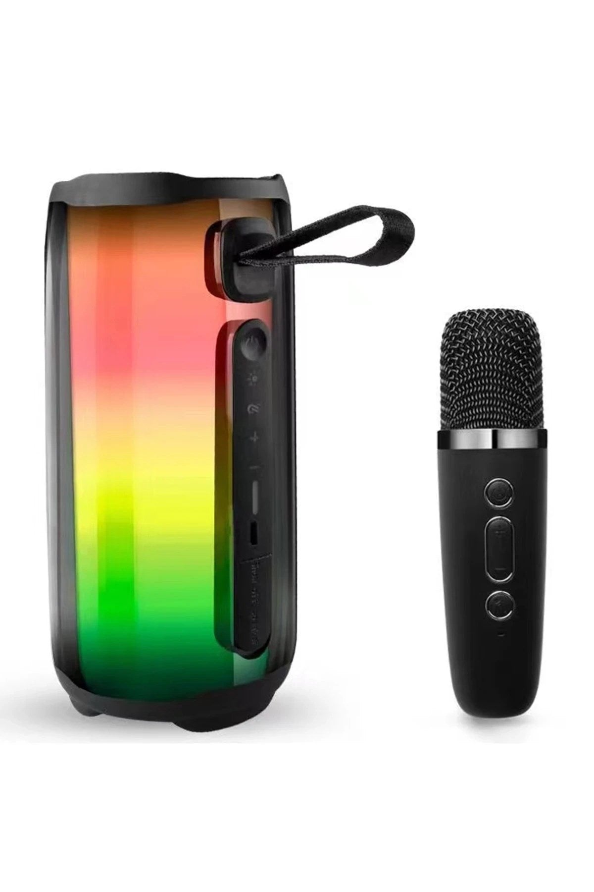 Mey İthalat® Pluse 5 Mikrofonlu RGB Kablosuz Hoparlör - Siyah