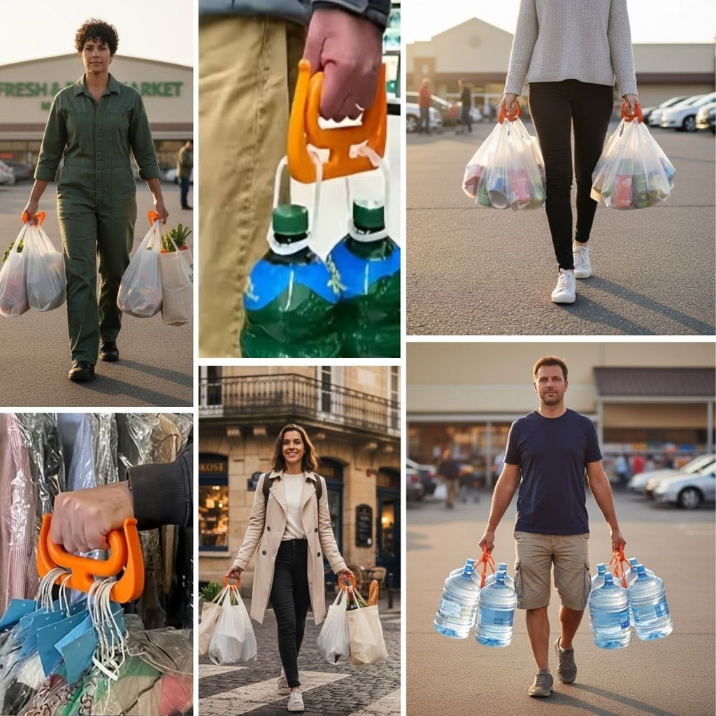 " Ergonomik Poşet Taşıma Aparatı – Ağır Yük Taşıyıcı Tutacak, Elden Kesme Yapmayan Kolay Taşıma Kancası, Market ve Alışveriş Çantası Taşıyıcısı