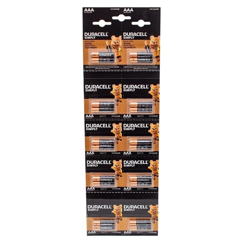 Duracell 1.5V İnce AAA 20'li Pil Seti - Uzun Ömürlü LR03/MN2400 Alkalin Pil