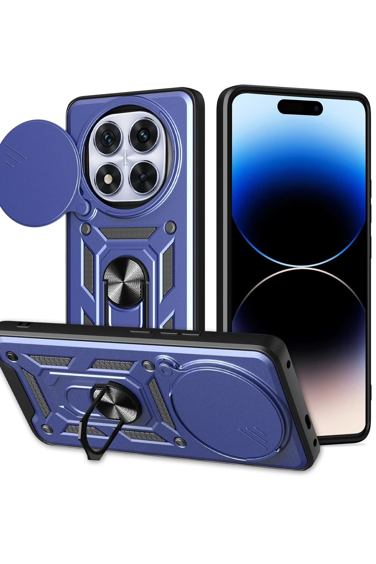Mey İthalat® Redmi Note 14 Pro Plus Kılıf Pars Lens Yüzüklü Silikon - Lacivert