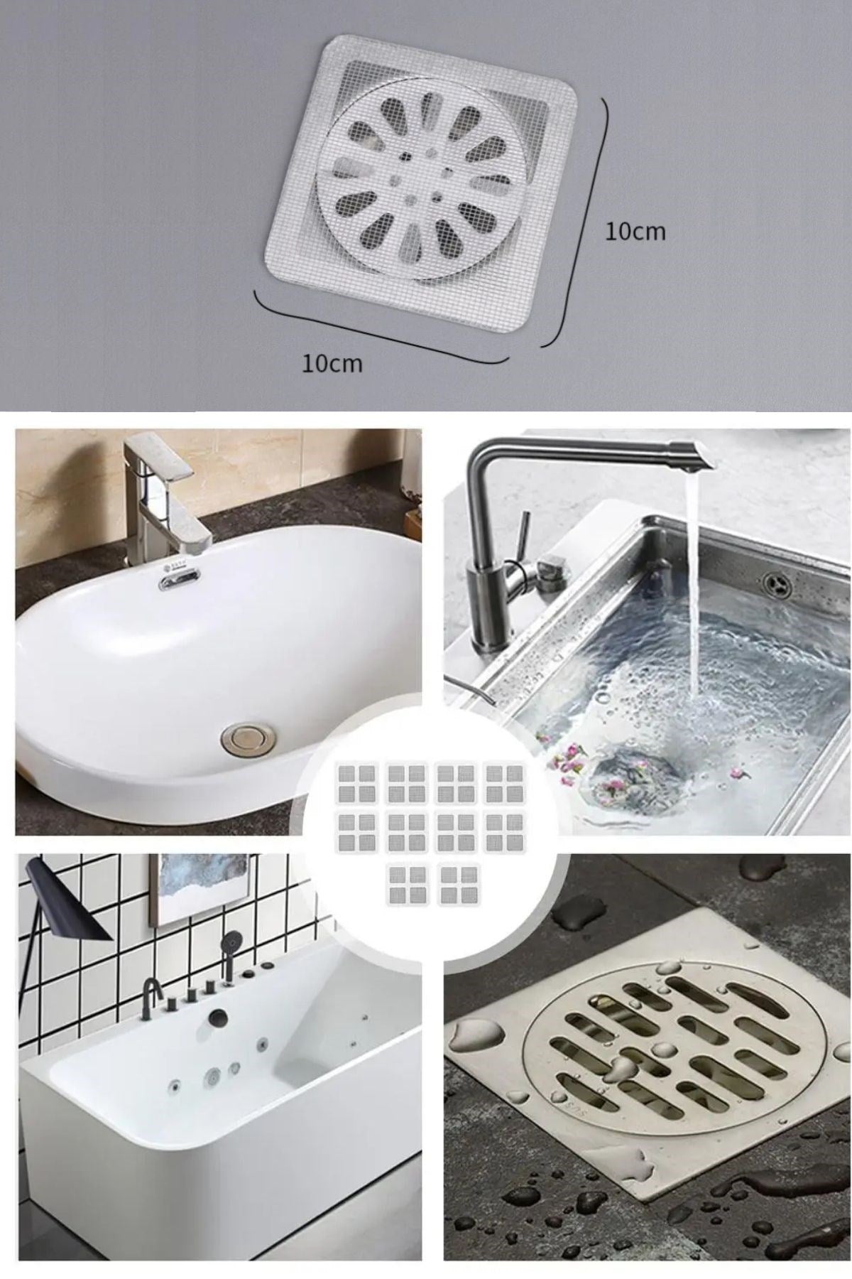 10'lu Banyo ve Mutfak Lavabo Koku Önleyici ve Haşere Böcek Önleyici Gider Filtresi