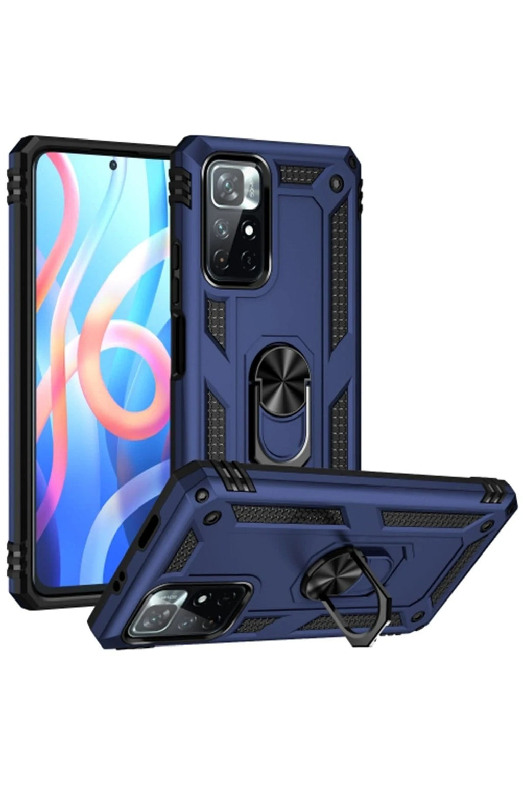 Mey İthalat® Redmi Note 11T Kılıf Sofya Yüzüklü Silikon Kapak - Lacivert