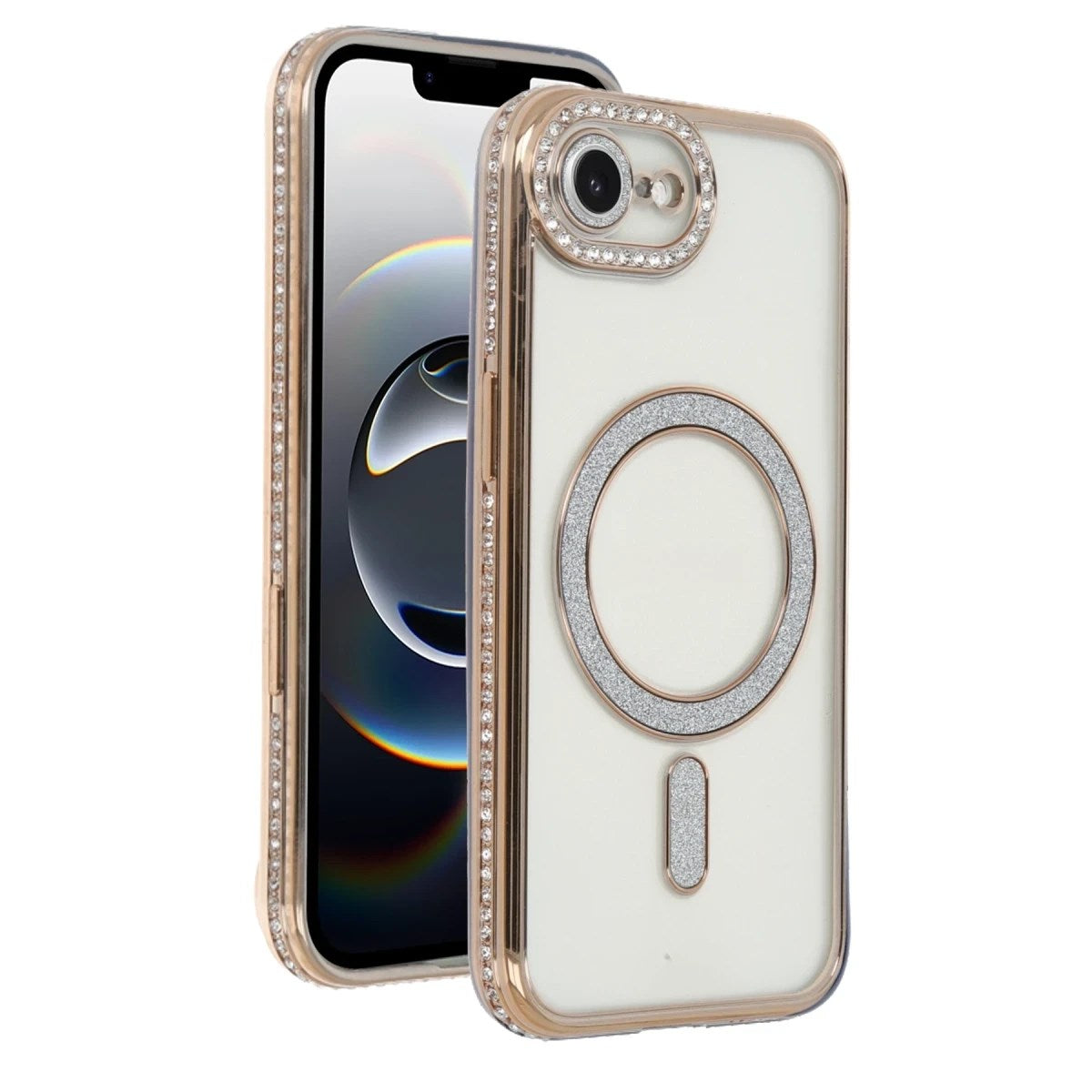 Mey İthalat® iPhone 16E Joke Simli Magneticsafe Kılıf - Gold