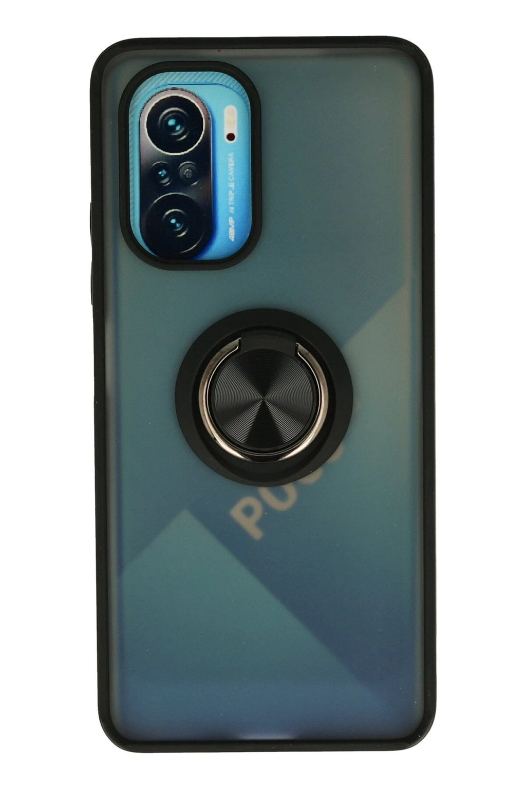 Mey İthalat® Redmi K40 Kılıf Montreal Yüzüklü Silikon Kapak - Siyah