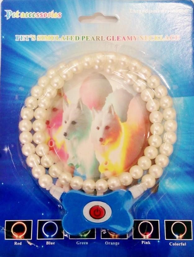 Mavi Renk Neon Led Işıklı Kedi Köpek Kolyesi (18,5 cm)